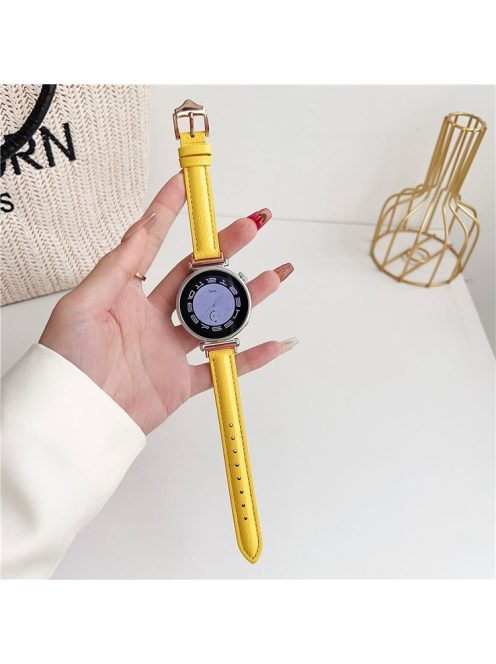 For Samsung Galaxy Watch3 45mm / Huawei Watch GT 4 46mm Strap 22mm PU Leather Watch Band - Yellow