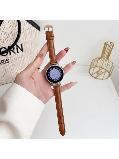 For Samsung Galaxy Watch3 45mm / Huawei Watch GT 4 46mm Strap 22mm PU Leather Watch Band - Yellowish Brown