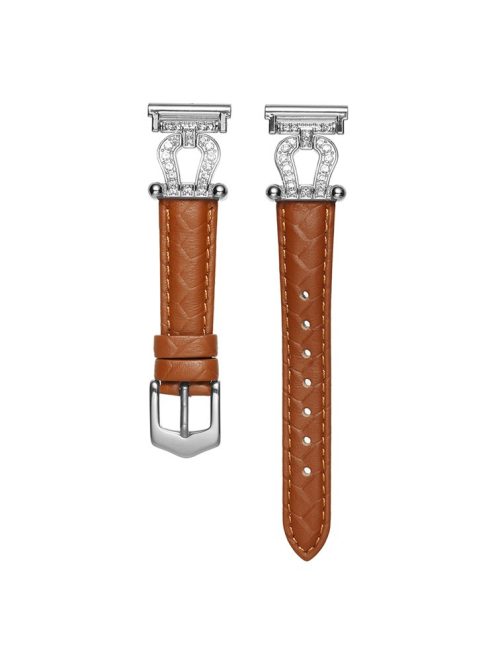 For Samsung Galaxy Watch3 45mm / Huawei Watch GT 4 46mm Watch Band 22mm Cowhide Leather Wrist Strap - Light Brown / Silver Buckle