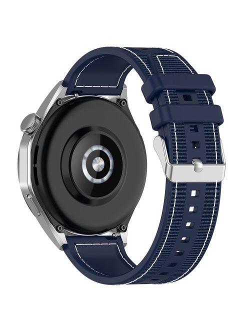 For Samsung Galaxy Watch3 45mm / Huawei Watch GT 4 46mm Watch Strap 22mm Silicone+Nylon Wrist Band - Midnight Blue