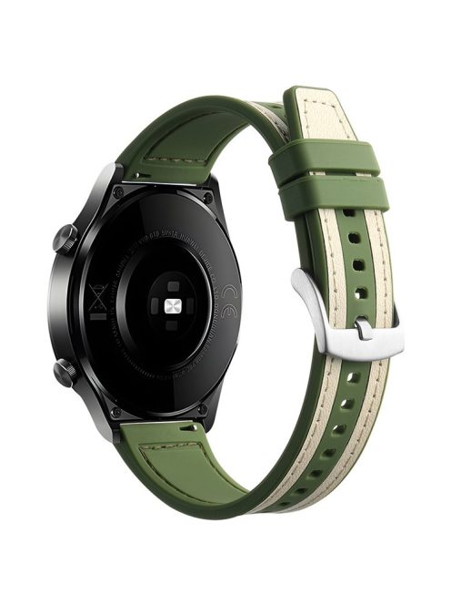 For Samsung Galaxy Watch3 45mm / Huawei Watch GT 4 46mm Watch Strap 22mm Wrist Band - White+Green