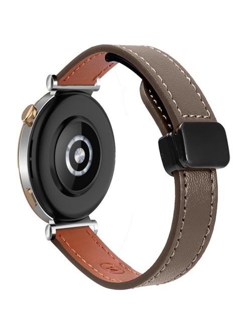 For Samsung Galaxy Watch3 45mm / Watch 46mm / Huawei Watch GT 4 46mm / Watch 4 22mm Magnetic Buckle Slim Microfiber Leather Watch Strap - Caramel Brown