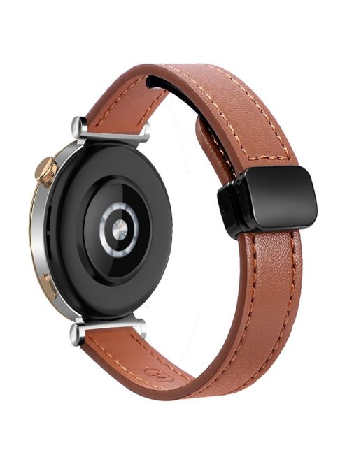 For Samsung Galaxy Watch3 45mm / Watch 46mm / Huawei Watch GT 4 46mm / Watch 4 22mm Magnetic Buckle Slim Microfiber Leather Watch Strap - Mocha Brown