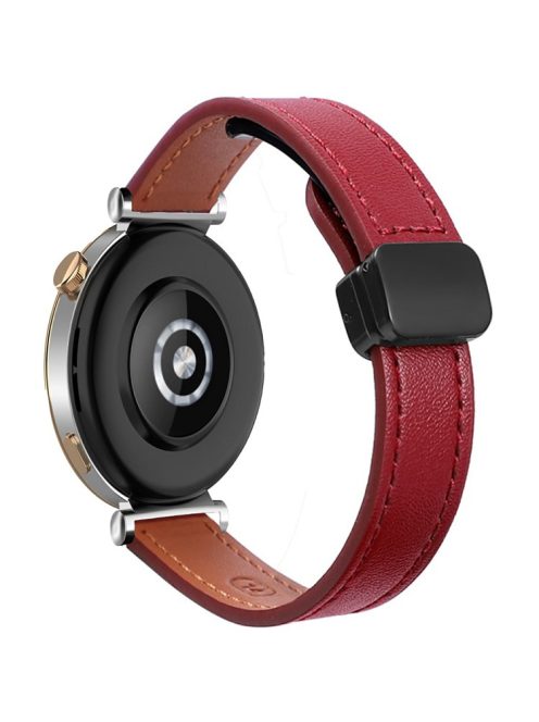 For Samsung Galaxy Watch3 45mm / Watch 46mm / Huawei Watch GT 4 46mm / Watch 4 22mm Magnetic Buckle Slim Microfiber Leather Watch Strap - Wine Red