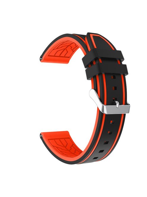 For Samsung Galaxy Watch3 45mm/Watch 46mm/Huawei Watch GT 46mm 22mm Silicone Watch Strap Soft Wristband with Buckle - Black Orange