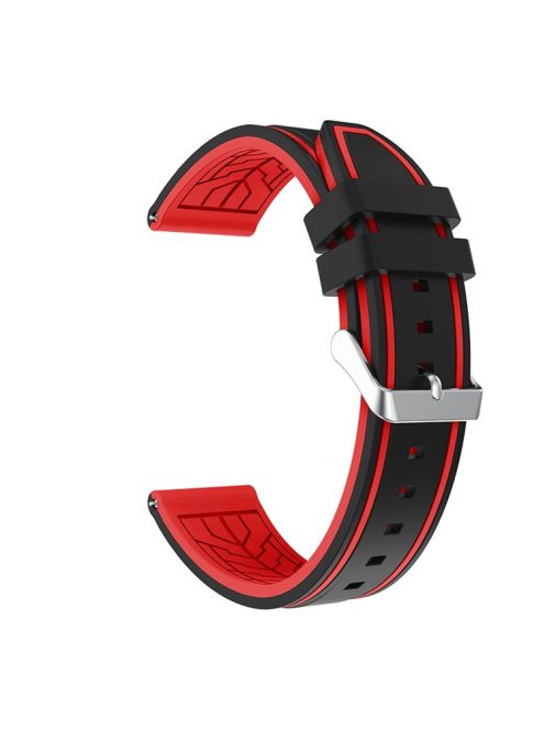 For Samsung Galaxy Watch3 45mm/Watch 46mm/Huawei Watch GT 46mm 22mm Silicone Watch Strap Soft Wristband with Buckle - Black Red