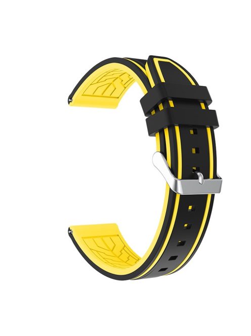 For Samsung Galaxy Watch3 45mm/Watch 46mm/Huawei Watch GT 46mm 22mm Silicone Watch Strap Soft Wristband with Buckle - Black Yellow