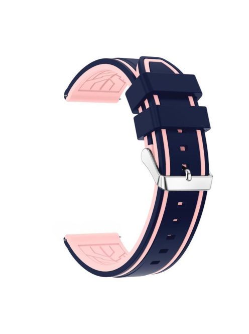 For Samsung Galaxy Watch3 45mm/Watch 46mm/Huawei Watch GT 46mm 22mm Silicone Watch Strap Soft Wristband with Buckle - Midnight Blue Pink