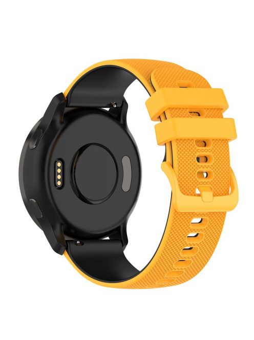 For Suunto 5 Peak / Samsung Galaxy Watch3 45mm / Huawei Watch 3 Dual-color Silicone Watch Band Quick Release 22mm Grid Texture Sport Replacement Strap - Yellow  /  Black