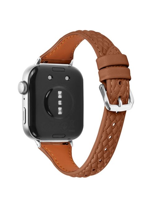 Genuine Cow Leather Band for Huawei Watch Fit 3 Rhombus Imprinted Watch Strap - Brown