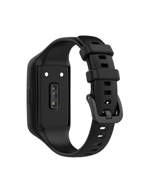 Integrated Soft Silicone Watchband Bracelet Wrist Strap Replacement for Huawei Band 6/Band 7/Honor Band 6 - Black