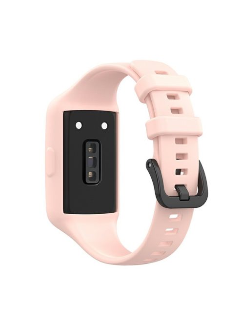 Integrated Soft Silicone Watchband Bracelet Wrist Strap Replacement for Huawei Band 6/Band 7/Honor Band 6 - Light Pink