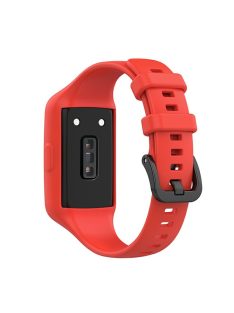   Integrated Soft Silicone Watchband Bracelet Wrist Strap Replacement for Huawei Band 6/Band 7/Honor Band 6 - Red