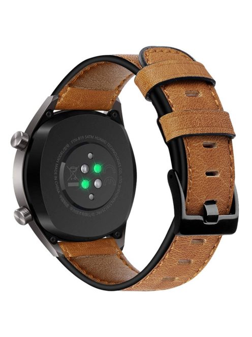 KALEBOL For Huawei Watch 4 Pro / Watch 4 / Watch GT 4 46mm Crackle Genuine Cow Leather Wrist Strap 22mm - Brown