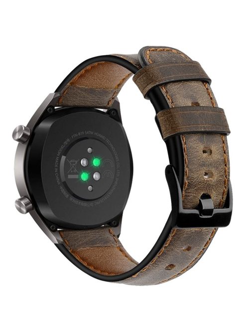 KALEBOL For Huawei Watch 4 Pro / Watch 4 / Watch GT 4 46mm Crackle Genuine Cow Leather Wrist Strap 22mm - Dark Coffee