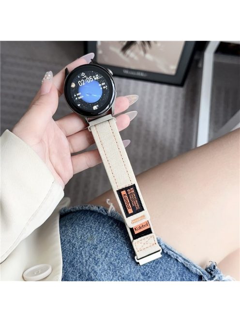 KALEBOL For Huawei Watch 4/4 Pro/GT 4 46mm Universal Smart Watch Strap 22mm Denim Magic Tape Adjustable Wrist Band - Apricot