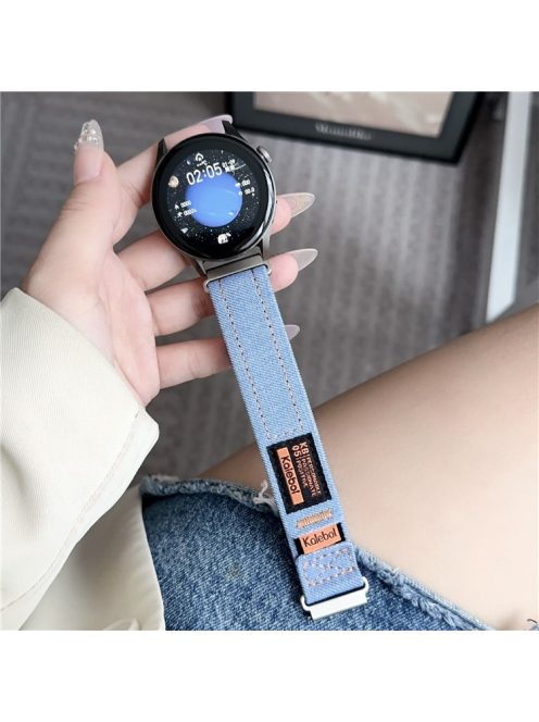 KALEBOL For Huawei Watch 4/4 Pro/GT 4 46mm Universal Smart Watch Strap 22mm Denim Magic Tape Adjustable Wrist Band - Baby Blue