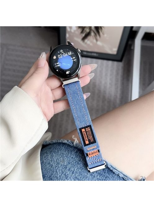 KALEBOL For Huawei Watch 4/4 Pro/GT 4 46mm Universal Smart Watch Strap 22mm Denim Magic Tape Adjustable Wrist Band - Sapphire