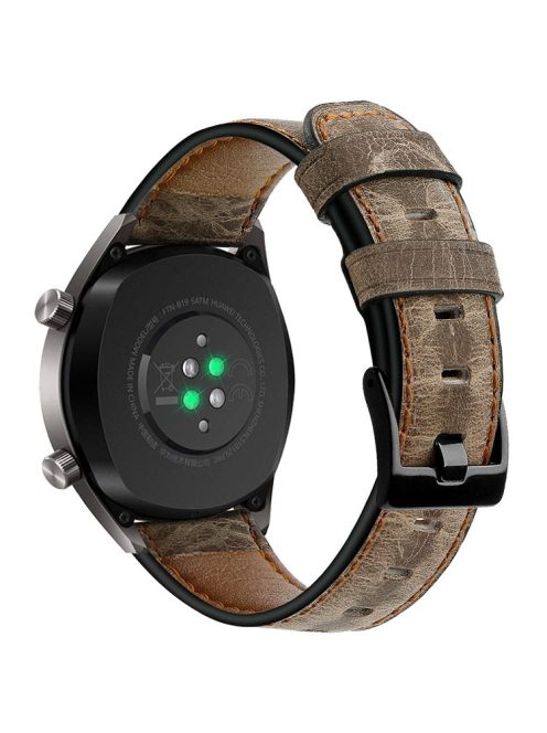 KALEBOL For Huawei Watch GT 3 42mm / GT 3 Pro 43mm Crackle Genuine Cow Leather Wrist Strap 20mm - Coffee