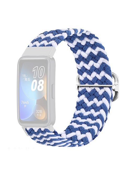 KALEBOL KLB-BZNL-001 For Huawei Band 8 / Band 8 NFC / Band 9 / Band 9 NFC Strap Adjustable Braided Nylon Watch Band - Wave / Blue+White