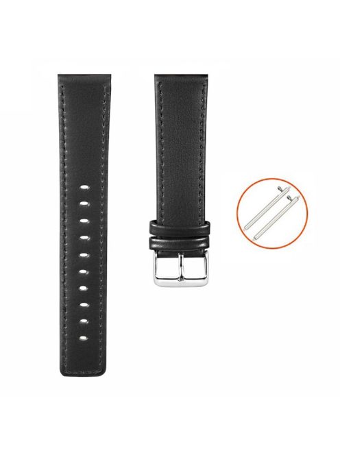 KALEBOL KLB-FMWZP-001 For Samsung Galaxy Watch3 45mm / Huawei Watch 4 Pro Leather Watch Strap Genuine Cow Leather Watch Band - Black