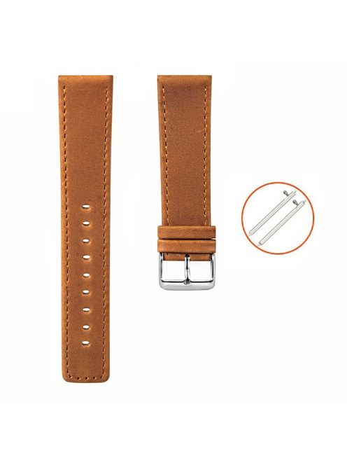 KALEBOL KLB-FMWZP-001 For Samsung Galaxy Watch3 45mm / Huawei Watch 4 Pro Leather Watch Strap Genuine Cow Leather Watch Band - Brown