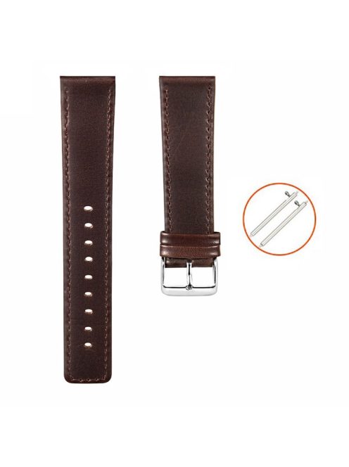 KALEBOL KLB-FMWZP-001 For Samsung Galaxy Watch3 45mm / Huawei Watch 4 Pro Leather Watch Strap Genuine Cow Leather Watch Band - Coffee