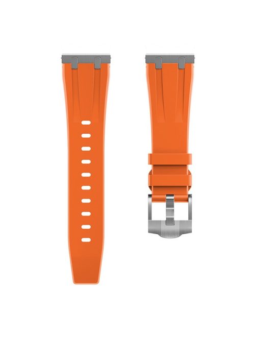 KALEBOL KLB-YTGJ-001 for Samsung Galaxy Watch3 45mm / Huawei Watch Ultimate / Watch GT 3 SE Liquid Silicone Watch Band - Silver+Orange