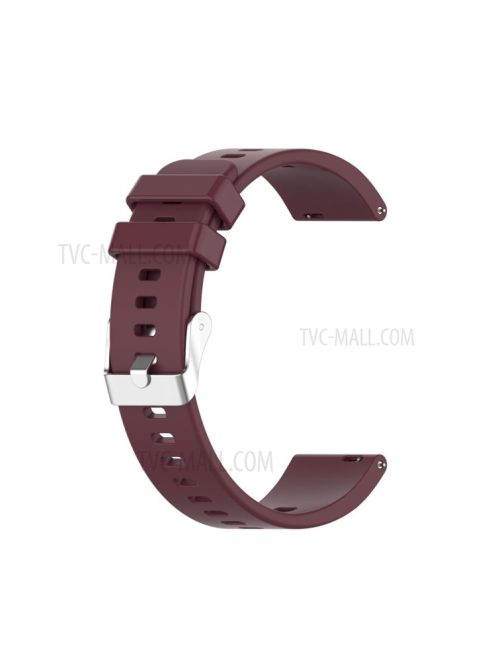 Metal Buckle Soft Silicone Watch Band Strap Replacement for Huawei Honor ES Watch - Wine Red