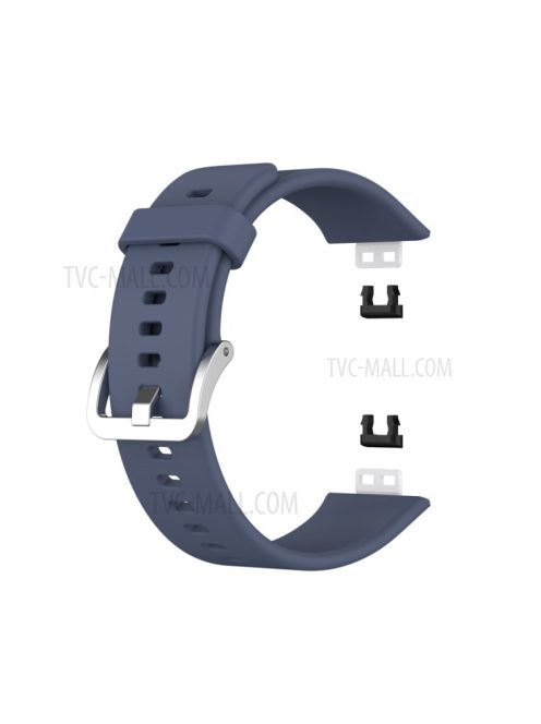 Metal Buckle Soft Silicone Watch Band Strap Replacement for Huawei Watch Fit 2020 - Dark Blue