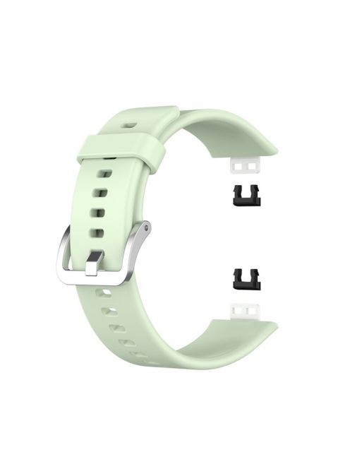 Metal Buckle Soft Silicone Watch Band Strap Replacement for Huawei Watch Fit 2020 - Light Green