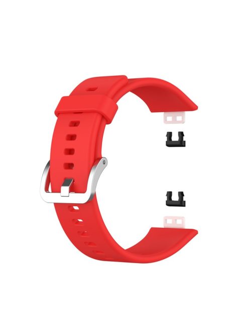 Metal Buckle Soft Silicone Watch Band Strap Replacement for Huawei Watch Fit 2020 - Red