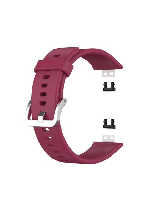 Metal Buckle Soft Silicone Watch Band Strap Replacement for Huawei Watch Fit 2020 - Wine Red