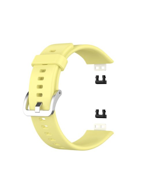 Metal Buckle Soft Silicone Watch Band Strap Replacement for Huawei Watch Fit 2020 - Yellow