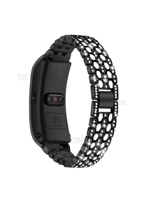 Metal Smart Watch Band for Huawei TalkBand B5 Rhinestone Decor - Black/White