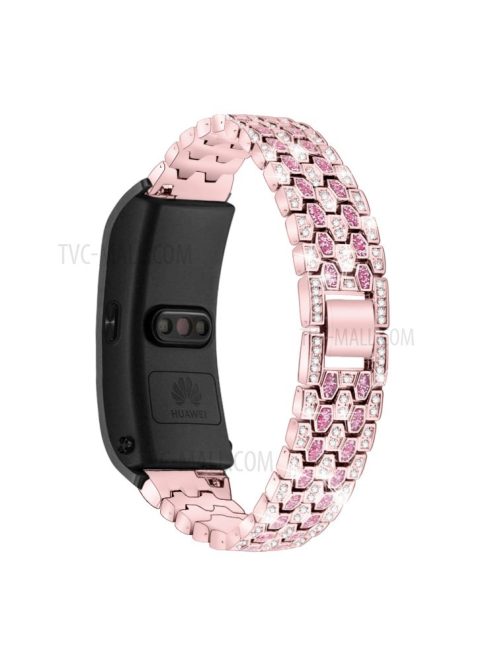 Metal Smart Watch Band for Huawei TalkBand B5 Rhinestone Decor - Pink/Rose