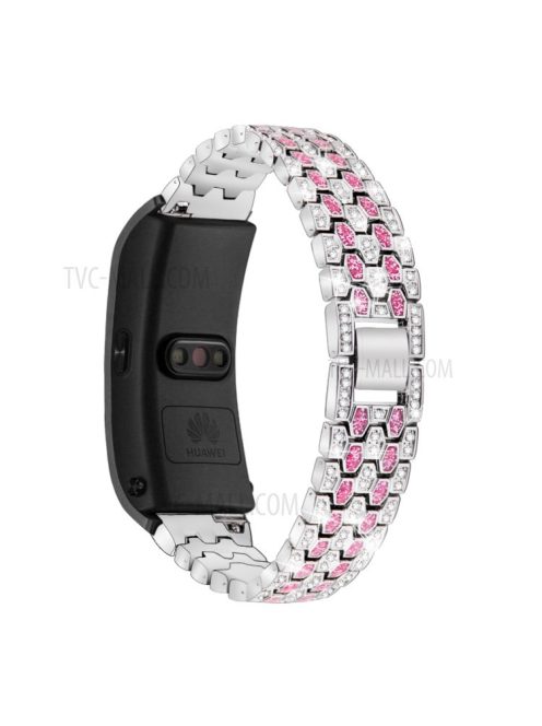 Metal Smart Watch Band for Huawei TalkBand B5 Rhinestone Decor - Silver/Rose