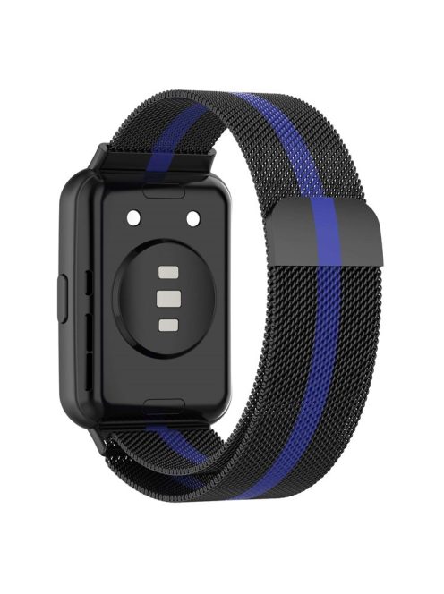 Metal Smart Watch Strap for Huawei Watch Fit 2 Adjustable Milanese Watchband Replacement Part - Black / Blue