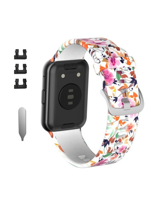 Pattern Printing Silicone Watch Band Strap Replacement for Huawei Watch Fit - Beautiful Flower