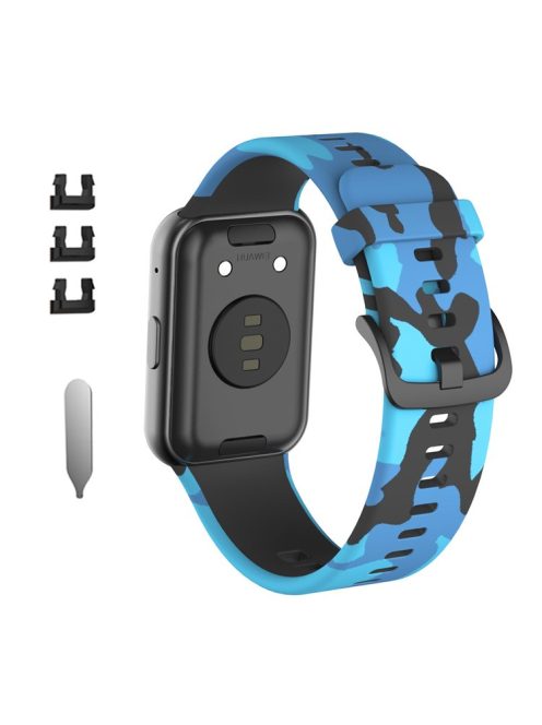 Pattern Printing Silicone Watch Band Strap Replacement for Huawei Watch Fit - Blue/Camouflage