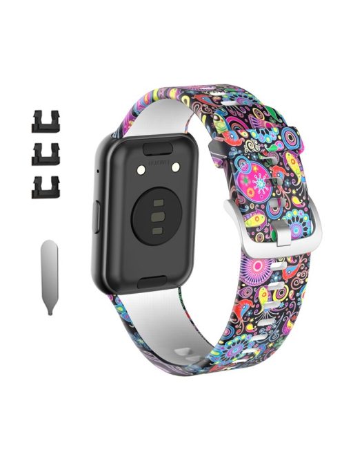 Pattern Printing Silicone Watch Band Strap Replacement for Huawei Watch Fit - Peacock