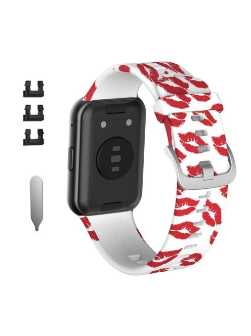 Pattern Printing Silicone Watch Band Strap Replacement for Huawei Watch Fit - Red Lip