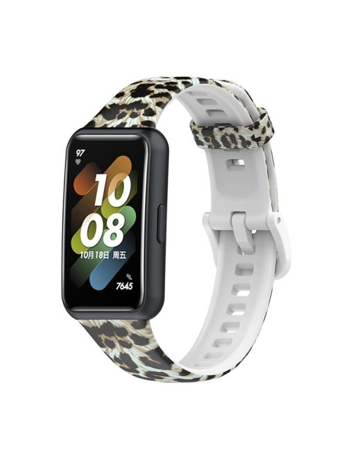 Pattern Printing Watch Strap for Huawei Band 7, Adjustable TPU Wrist Band Replacement Bracelet - Leopard Pattern