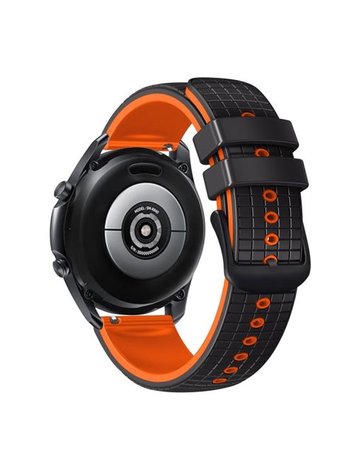 Quick Release Watch Band For Huawei Watch Buds / GT3 SE / GT3 Pro , Grids Texture 22mm Dual-color Silicone Straps - Black / Orange