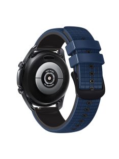   Quick Release Watch Band For Huawei Watch Buds / GT3 SE / GT3 Pro , Grids Texture 22mm Dual-color Silicone Straps - Dark Blue / Black