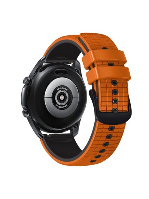 Quick Release Watch Band For Huawei Watch Buds / GT3 SE / GT3 Pro , Grids Texture 22mm Dual-color Silicone Straps - Orange / Black