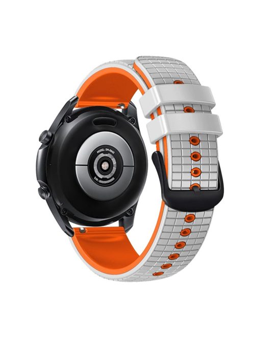 Quick Release Watch Band For Huawei Watch Buds / GT3 SE / GT3 Pro , Grids Texture 22mm Dual-color Silicone Straps - White / Orange