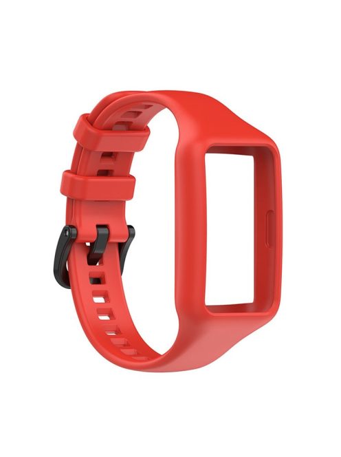 Replacement One-piece Smart Watch Strap Case Silicone Wrist Band for Honor Band 6/Huawei Band 6/Huawei Band 6 pro - Red