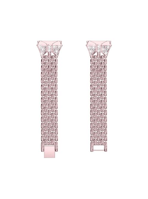 Rhinestone Decor Aluminum Alloy Smart Watch Band [18mm] for Huawei TalkBand B5 - Pink