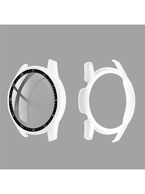 Rubberized PC Frame + Tempered Glass Screen Case with Scale for Huawei Watch GT 2 46mm - White